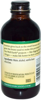 الغذاء، المحليات، الفانيليا استخراج الفول Frontier Natural Products, All-Natural Vanilla Extract, 4 fl oz (118 ml)