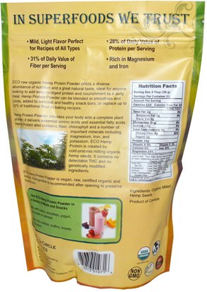 الطعام، الأطعمة النباتية، سوبرفوودس Earth Circle Organics, Organic Hemp Protein Powder, 12 oz (340 g)