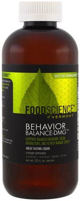 FoodScience, Behavior Balance-DMG Liquid, 12 fl oz (360 ml) ,المكملات الغذائية، دمغ (n-ديميثيلغليسين)، والصحة، ومكافحة الإجهاد