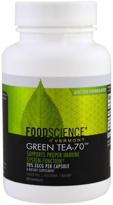 FoodScience, Green Tea-70, 60 Capsules ,المكملات الغذائية، مضادات الأكسدة، الشاي الأخضر
