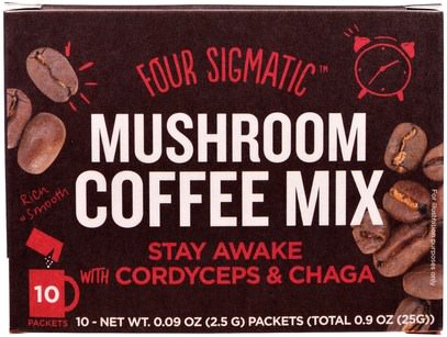 Four Sigmatic, Mushroom Coffee With Cordyceps, 10 Packets, 0.09 oz (2.5 g) Each ,المكملات الغذائية، أدابتوغين، الفطر الطبية، كورديسيبس الفطر
