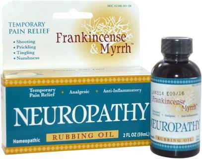 Frankincense & Myrrh, Frankincense & Myrrh, Neuropathy, Rubbing Oil, 2 fl oz (59 ml) ,والمكملات الغذائية، وتخفيف الآلام المثلية