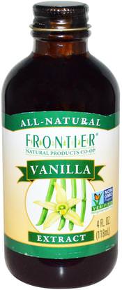 Frontier Natural Products, All-Natural Vanilla Extract, 4 fl oz (118 ml) ,الغذاء، المحليات، الفانيليا استخراج الفول