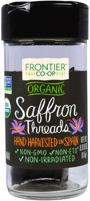 Frontier Natural Products, Organic Saffron Threads, 0.018 oz (0.5 g) ,الطعام، التوابل والتوابل، الزعفران التوابل