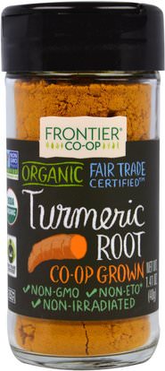 Frontier Natural Products, Organic Turmeric Root, 1.41 oz (40 g) ,الطعام، التوابل والتوابل، الكركم التوابل، المكملات الغذائية، مضادات الأكسدة، الكركمين