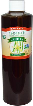 Frontier Natural Products, Organic, Vanilla Extract, 16 fl oz (472 ml) ,الغذاء، المحليات، الفانيليا استخراج الفول