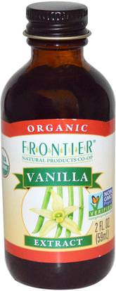 Frontier Natural Products, Organic, Vanilla Extract, 2 fl oz (59 ml) ,والمكملات الغذائية، والفاصوليا الفانيليا استخراج