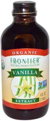 Frontier Natural Products, Organic, Vanilla Extract, 4 fl oz (118 ml) ,الغذاء، المحليات، الفانيليا استخراج الفول