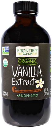 Frontier Natural Products, Organic Vanilla Extract, 8 fl oz (237 ml) ,الغذاء، المحليات، الفانيليا استخراج الفول