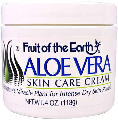 Fruit of the Earth, Aloe Vera Skin Care Cream, 4 oz (113 g) ,حمام، الجمال، الألوة فيرا كريم محلول هلام
