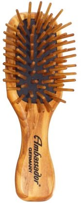 Fuchs Brushes, Ambassador Hairbrushes, Olivewood Mini/Wood Pins, 1 Hair Brush ,حمام، الجمال، فرش الشعر، دقة بالغة، فروة الرأس