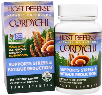 Fungi Perfecti, Host Defense, Cordychi, Supports Stress & Fatigue Reduction, 30 Veggie Caps ,والصحة، ومكافحة الإجهاد المزاج الدعم
