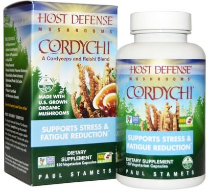 Fungi Perfecti, Host Defense, Cordychii, Supports Stress & Fatigue Reduction, 120 Veggie Caps ,والمكملات الغذائية، والفطر الطبية، كبسولات الفطر، والصحة، ومكافحة الإجهاد
