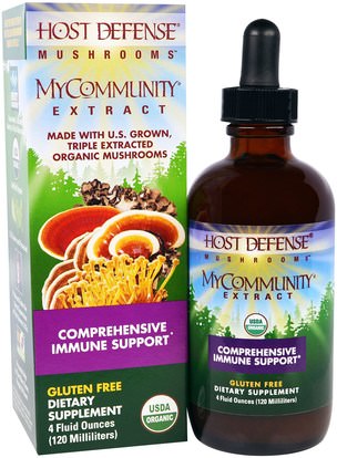 Fungi Perfecti, Host Defense Mushrooms, Organic MyCommunity Extract, Comprehensive Immune Support, 4 fl oz (120 ml) ,المكملات الغذائية، الفطر الطبية، الدعم المناعي