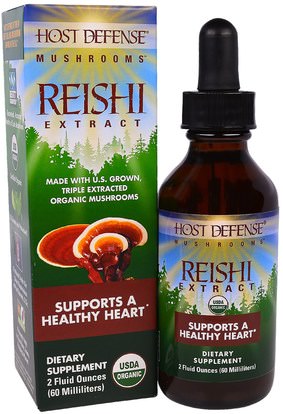 Fungi Perfecti, Host Defense Mushrooms, Organic Reishi Extract, Supports A Healthy Heart, 2 fl oz (60 ml) ,المكملات الغذائية، أدابتوغين، الفطر الطبية