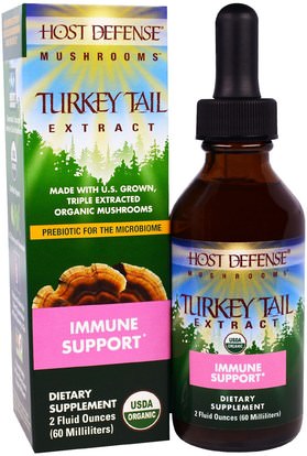 Fungi Perfecti, Host Defense Mushrooms, Organic Turkey Tail Extract, Immune Support, 2 fl oz (60 ml) ,والصحة، والدعم المناعي