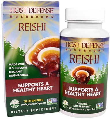 Fungi Perfecti, Host Defense Mushrooms, Reishi, Supports a Healthy Heart, 60 Veggie Caps ,المكملات الغذائية، أدابتوغين، الفطر الطبية