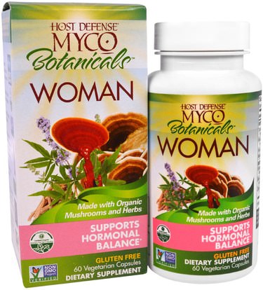 Fungi Perfecti, Host Defense, Myco Botanicals Woman, Supports Hormonal Balance, 60 Veggie Caps ,والمكملات الغذائية، والصحة، والمرأة
