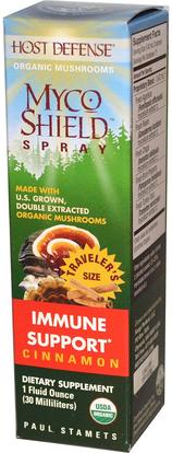 Fungi Perfecti, Host Defense, Myco Shield Spray, Immune Support, Cinnamon, 1 fl oz (30 ml) ,والمكملات الغذائية، والفطر الطبية، والمجموعات المختلطة الفطر