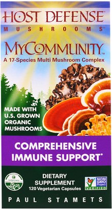 Fungi Perfecti, Host Defense, MyCommunity, 120 Veggie Caps ,والمكملات الغذائية، والفطر الطبية، زو لينغ، مجموعات مختلطة الفطر