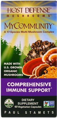 Fungi Perfecti, Host Defense, MyCommunity, 60 Veggie Caps ,المكملات الغذائية، الفطر الطبية، كبسولات الفطر، تركيبات مختلطة الفطر