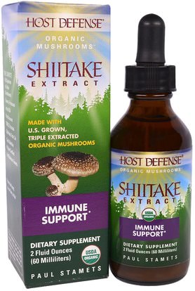 Fungi Perfecti, Host Defense, Organic Shiitake Extract, Immune Support, 2 fl oz (60 ml) ,المكملات الغذائية، أدابتوغين، دعم المناعة