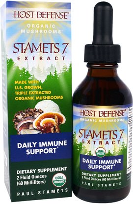 Fungi Perfecti, Host Defense, Organic Stamets 7 Extract, Daily Immune Support, 2 fl oz (60 ml) ,المكملات الغذائية، الفطر الطبية، الدعم المناعي