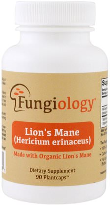 Fungiology, Full-Spectrum Hericium Erinaceus (Lion's Mane), Certified Organic, Cellular Support, 90 Veggie Plantcaps ,المكملات الغذائية، الفطر الطبية، كبسولات الفطر، الأسود فطر مين