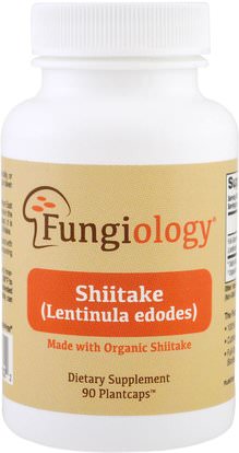 Fungiology, Full-Spectrum Lentinula Edodes (Shiitake), Certified Organic, Cellular Support, 90 Veggie Plantcaps ,المكملات الغذائية، الفطر الطبية، كبسولات الفطر، أدابتوغين