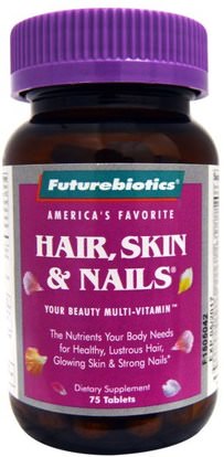FutureBiotics, Hair, Skin & Nails, 75 Tablets ,الصحة، المرأة، مكملات الشعر، مكملات الأظافر، مكملات الجلد