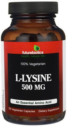 FutureBiotics, L-Lysine, 500 mg, 100 Veggie Caps ,المكملات الغذائية، والأحماض الأمينية، ل يسين
