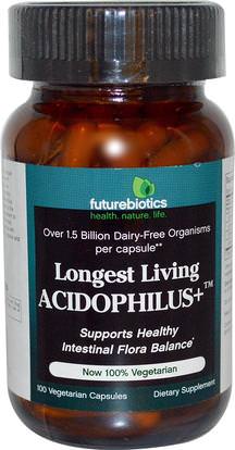 FutureBiotics, Longest Living Acidophilus+, 100 Veggie Caps ,المكملات الغذائية، البروبيوتيك، أسيدوفيلوس
