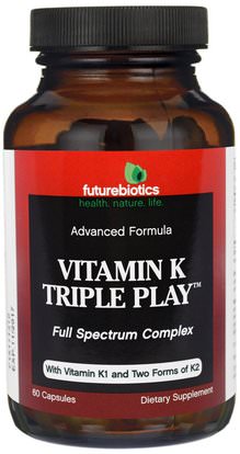 FutureBiotics, Vitamin K Triple Play, 60 Capsules ,الفيتامينات، فيتامين k