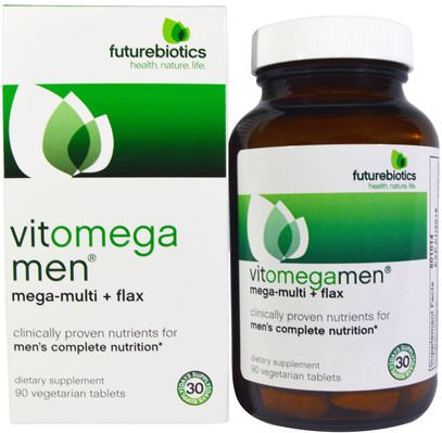 FutureBiotics, Vitomega Men, Mega-Multi + Flax, 90 Veggie Tabs ,الفيتامينات، الرجال الفيتامينات