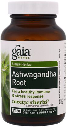 Gaia Herbs, Ashwagandha Root, 120 Vegan Liquid Phyto-Caps ,والصحة، والانفلونزا الباردة والفيروسية، ونظام المناعة