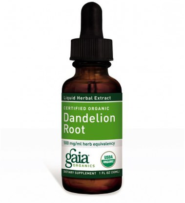 Gaia Herbs, Certified Organic, Dandelion Root, 1 fl oz (30 ml) ,الأعشاب، جذر الهندباء من البرية