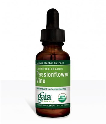 Gaia Herbs, Certified Organic Passionflower Vine, 1 fl oz (30 ml) ,الأعشاب، زهرة العاطفة