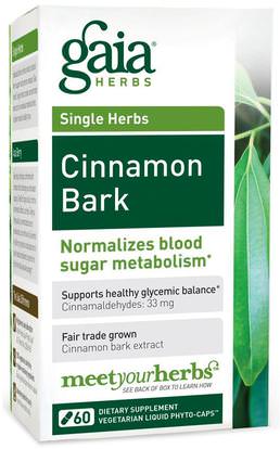 Gaia Herbs, Cinnamon Bark, 60 Vegetarian Liquid Phyto-Caps ,الأعشاب، القرفة استخراج
