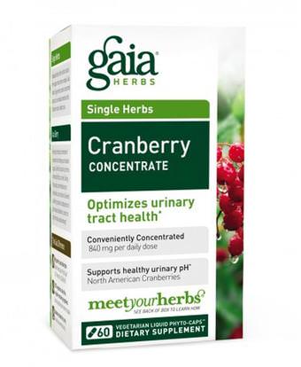 Gaia Herbs, Cranberry Concentrate, 60 Vegetarian Liquid Phyto-Caps ,الأعشاب، التوت البري