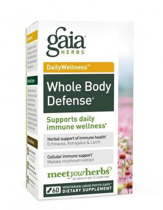 Gaia Herbs, DailyWellness, Whole Body Defense, 60 Vegetarian Liquid Phyto-Caps ,والصحة، والانفلونزا الباردة والفيروسية، ونظام المناعة