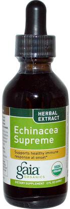 Gaia Herbs, Echinacea Supreme, Organic, 2 fl oz (60 ml) ,المكملات الغذائية، المضادات الحيوية، السوائل إشنسا
