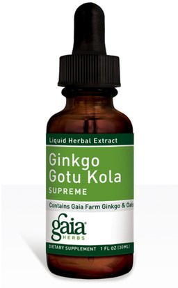 Gaia Herbs, Ginkgo Gotu Kola Supreme, 1 fl oz (30 ml) ,الصحة، المرأة، الدوالي الرعاية الوريد، غوتو كولا، الأعشاب، الجنكة بيلوبا