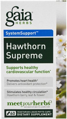 Gaia Herbs, Hawthorn Supreme, 60 Vegetarian Liquid Phyto-Caps ,الأعشاب، الزعرور