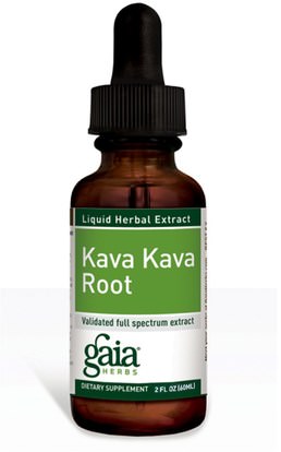 Gaia Herbs, Kava Kava Root, 2 fl oz (60 ml) ,الأعشاب، الكافا الكافا