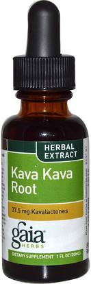 Gaia Herbs, Kava Kava Root, Herbal Extract, 1 fl oz (30 ml) ,الأعشاب، الكافا الكافا