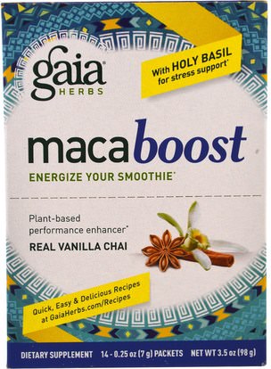 Gaia Herbs, MacaBoost, Real Vanilla Chai, 14 Packets, 0.25 oz (7 g) Each ,الصحة، الرجال، ماكا