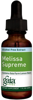 Gaia Herbs, Melissa Supreme, Alcohol-Free Extract, 1 fl oz (30 ml) ,والصحة، واضطراب نقص الانتباه، إضافة، أدهد، الدماغ