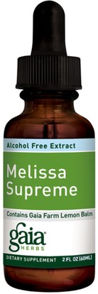 Gaia Herbs, Melissa Supreme, Alcohol-Free Extract, 2 fl oz (60 ml) ,والصحة، واضطراب نقص الانتباه، إضافة، أدهد، الدماغ