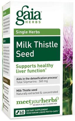 Gaia Herbs, Milk Thistle Seed, 60 Vegetarian Liquid Phyto-Caps ,الصحة، السموم، الحليب الشوك (سيليمارين)