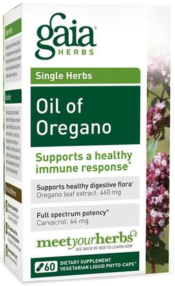 Gaia Herbs, Oil of Oregano, 60 Vegetarian Liquid Phyto-Caps ,المكملات الغذائية، زيت أوريغانو